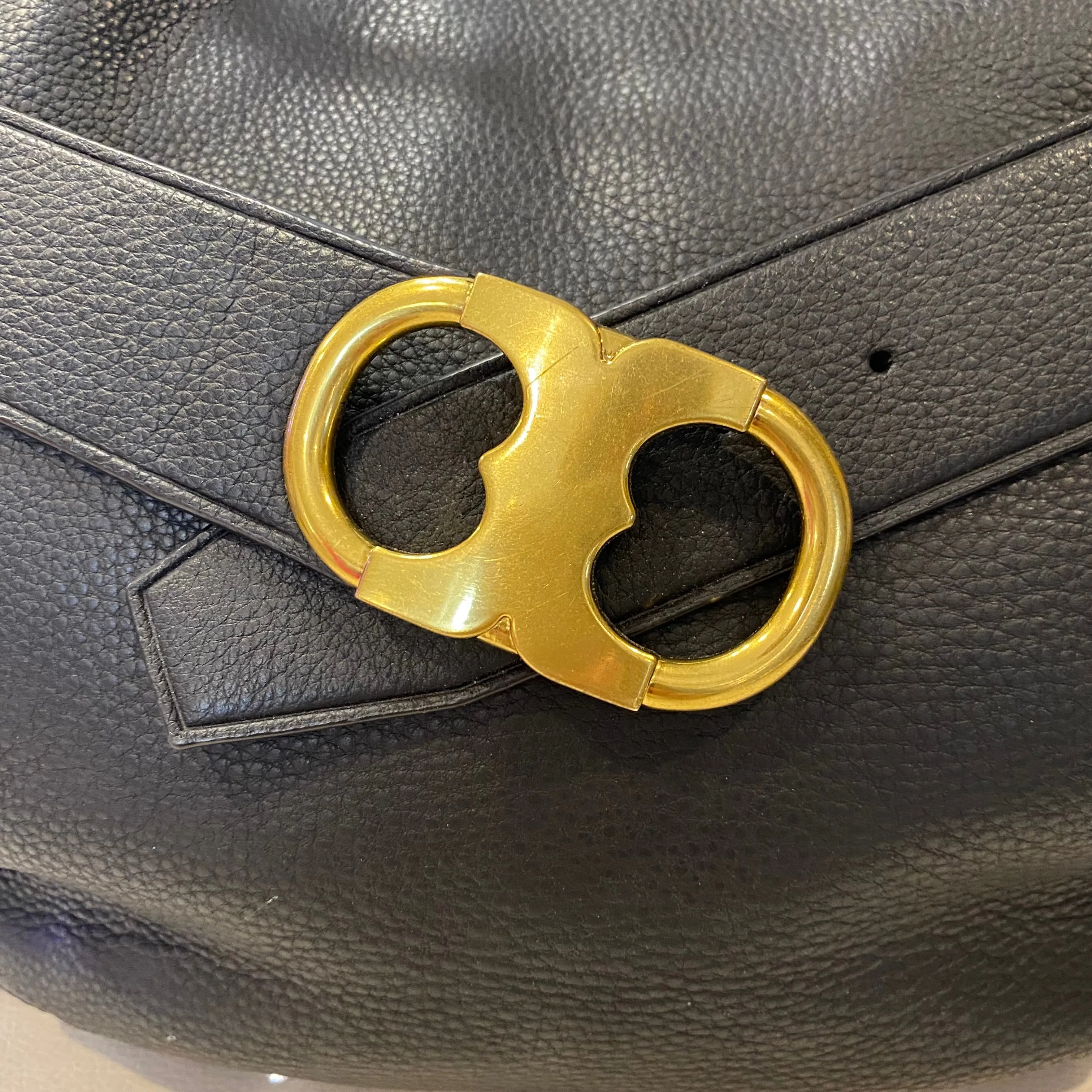 TORY BURCH Black Leather Gemini Link Shoulder Bag