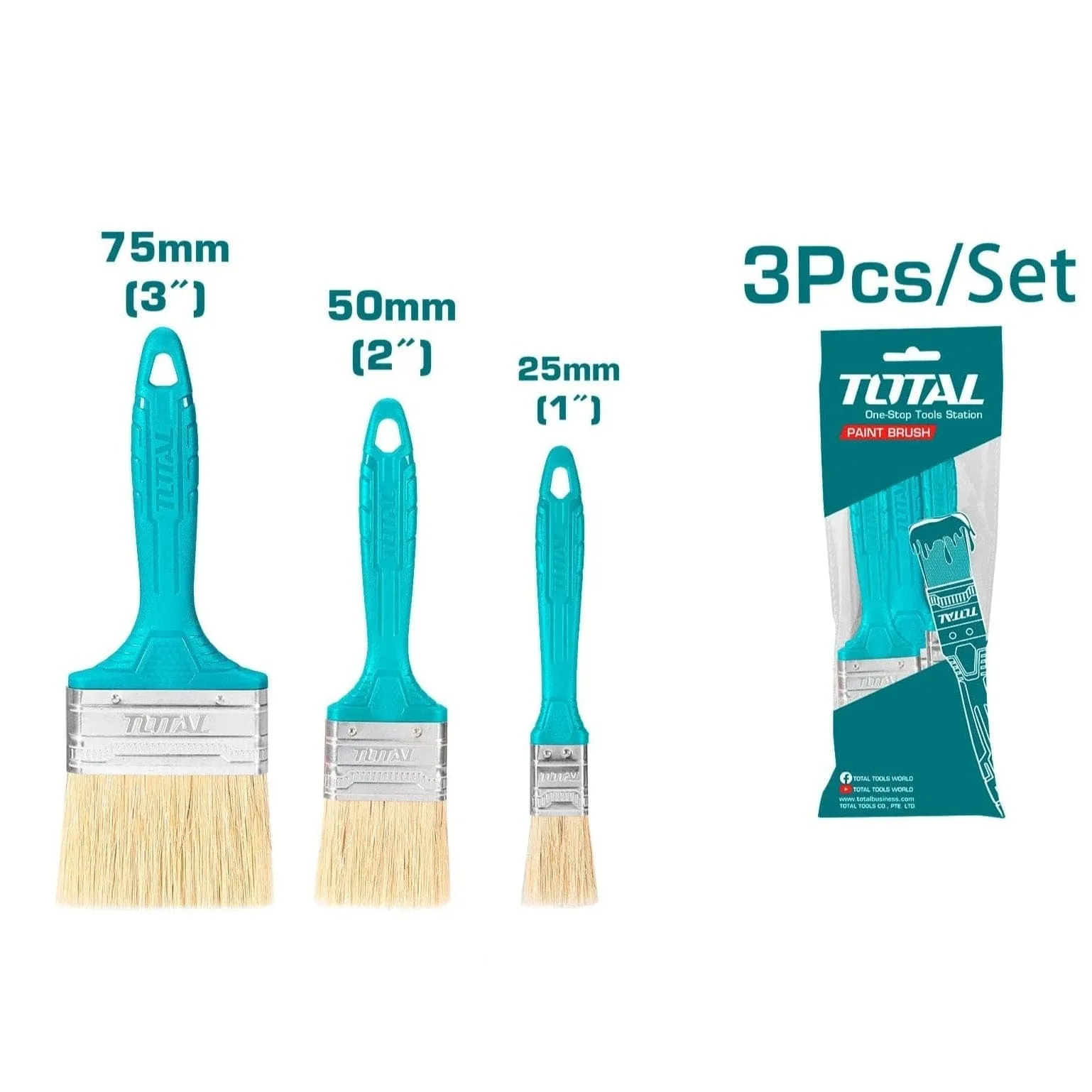 Total 3 Pieces Paint Brush Set - THT8450301
