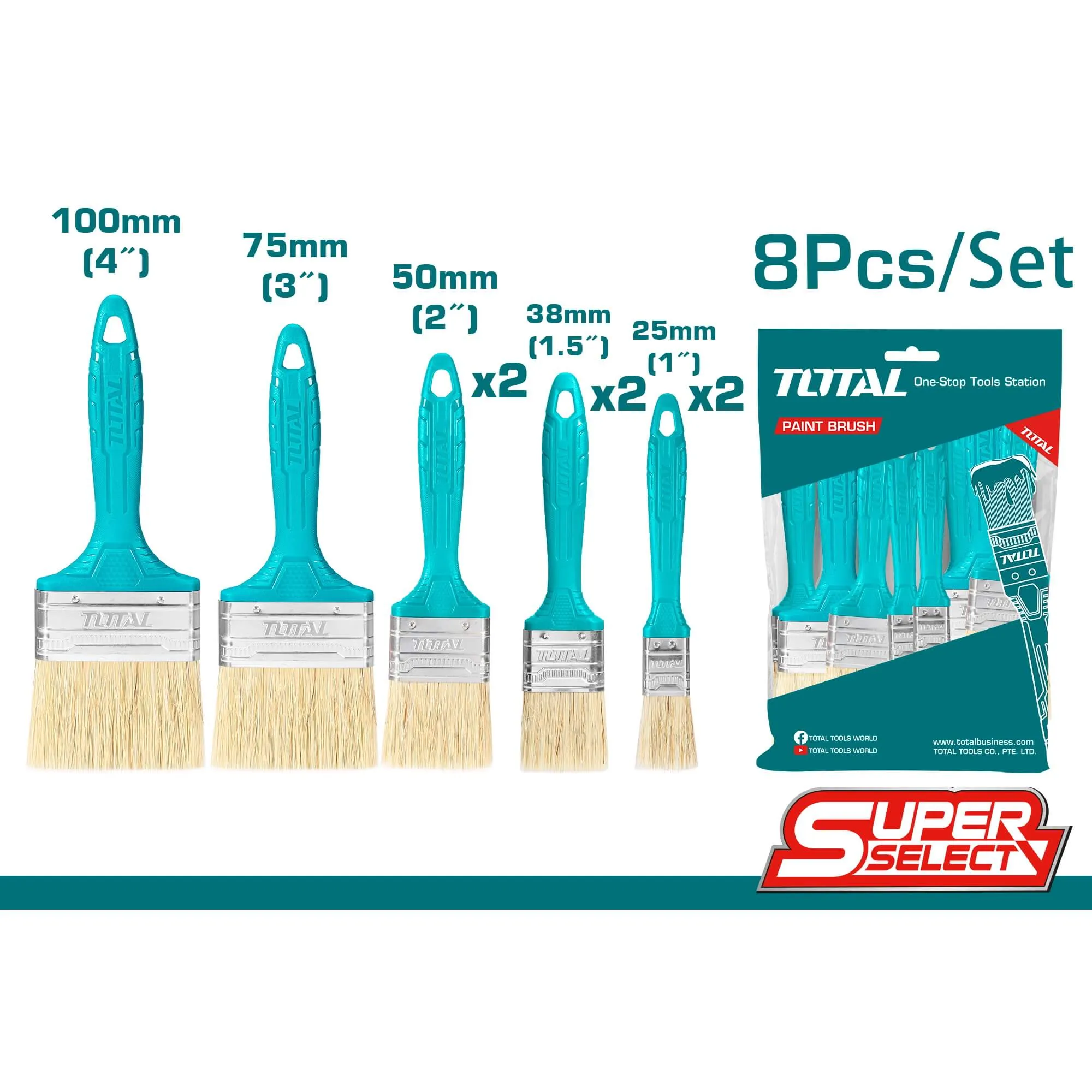 Total 8 Pieces Paint Brush Set - THT8450801