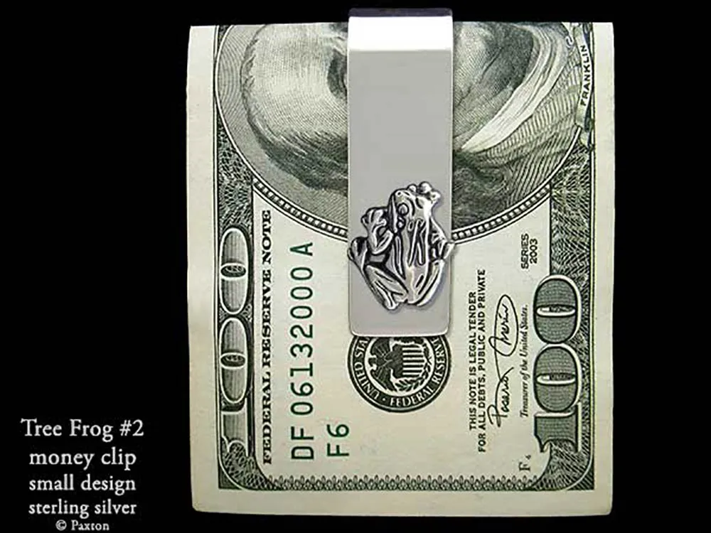 Tree Frog #2 Money Clip Sterling Silver