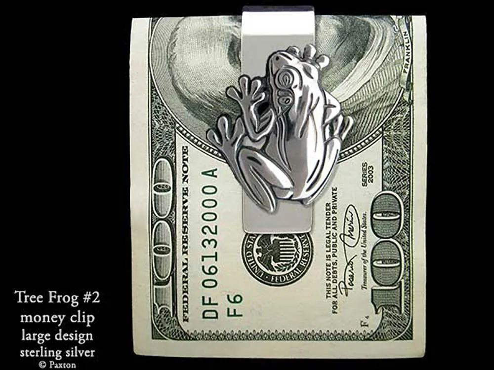 Tree Frog #2 Money Clip Sterling Silver