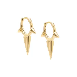 Triple Solid Spike Huggie Earring 14K