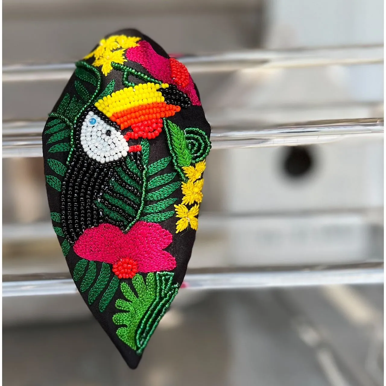 Tropical Toucan Turban Seed Beaded Headband