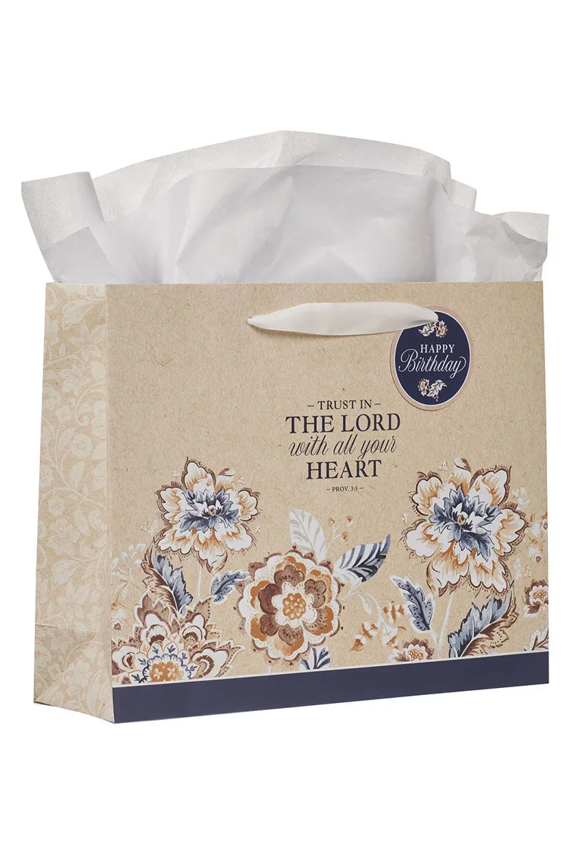 Trust in the Lord Honey Brown Floral Large Landscape Gift Bag