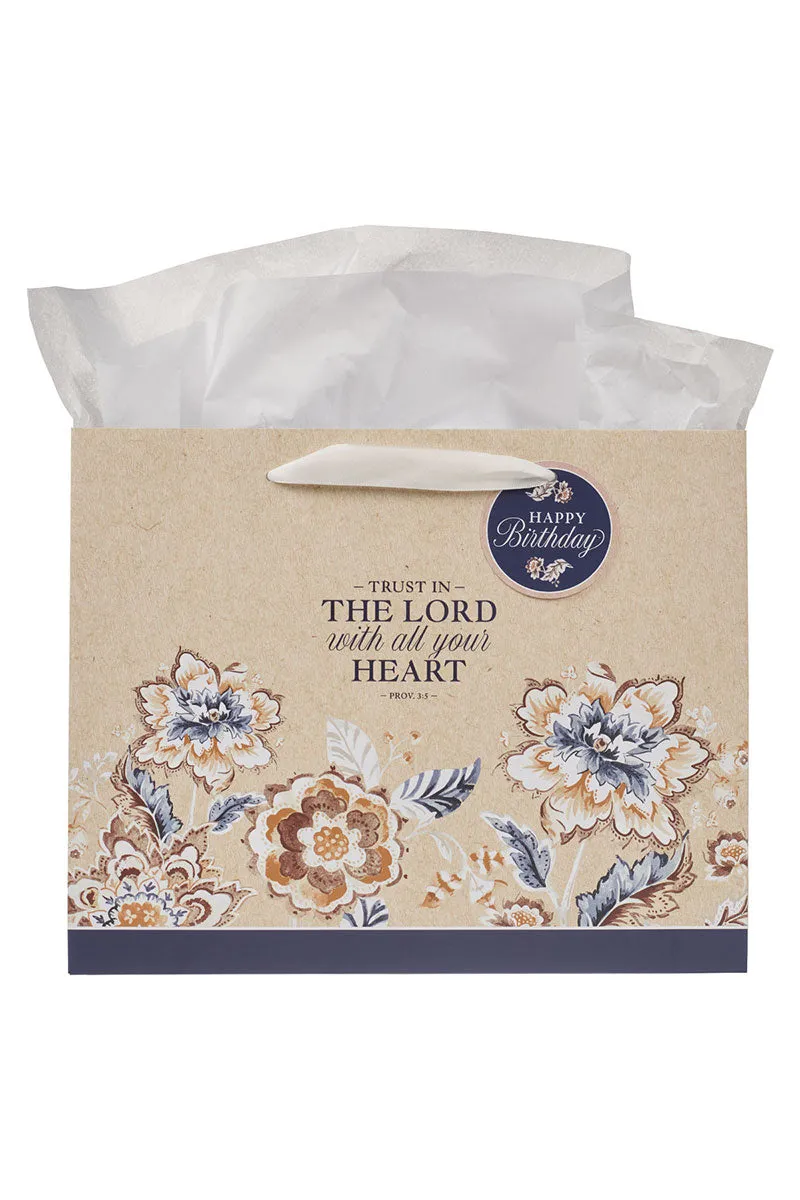 Trust in the Lord Honey Brown Floral Large Landscape Gift Bag