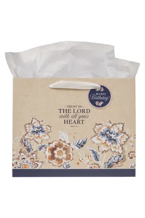 Trust in the Lord Honey Brown Floral Large Landscape Gift Bag