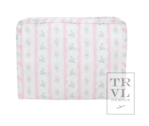 TRVL Design Ribbon Floral Pink Zip Pouch Medium Roadie
