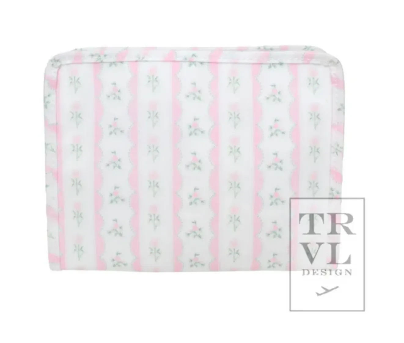 TRVL Design Ribbon Floral Pink Zip Pouch Medium Roadie