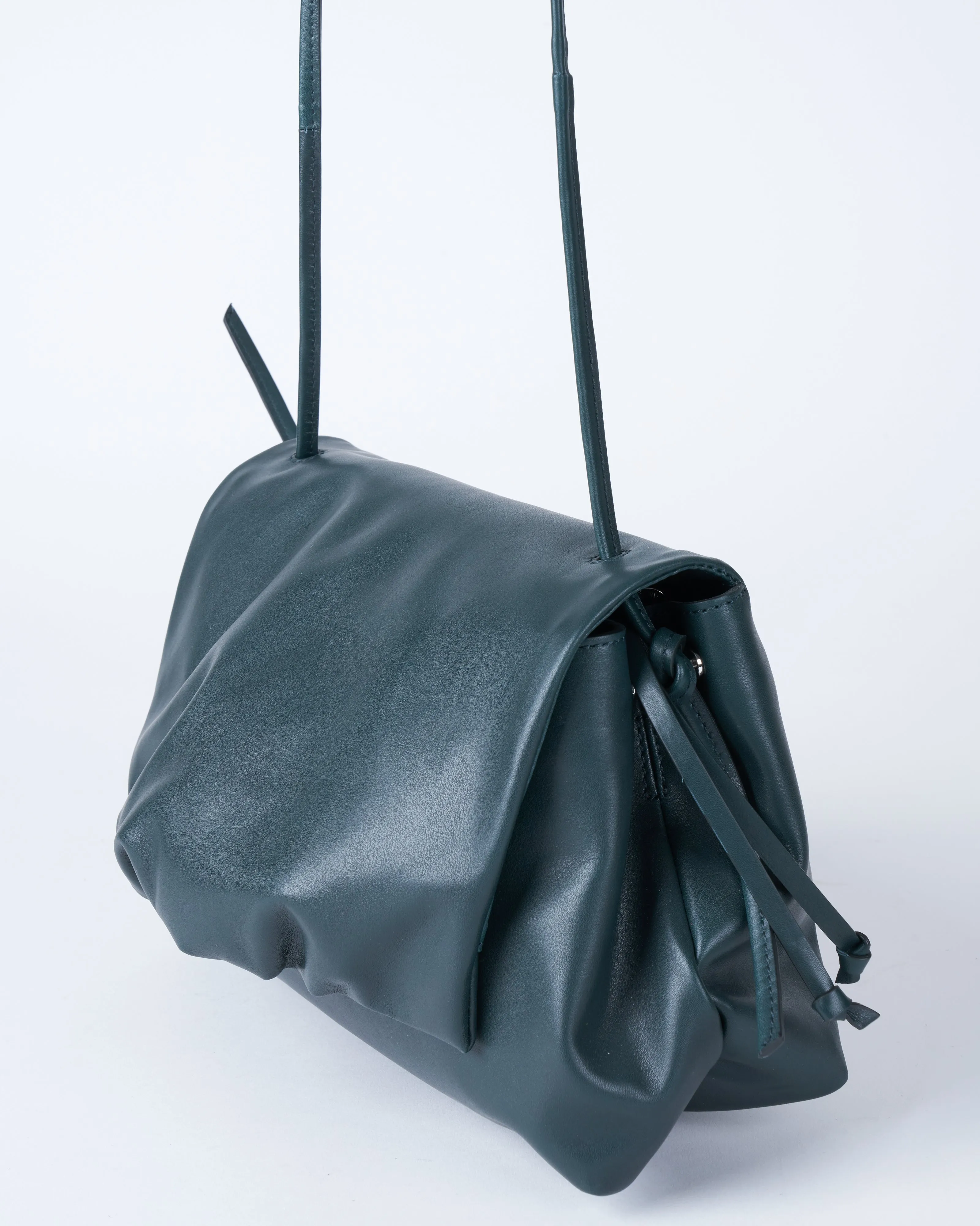 tumbled leather shoulder bag - dark green