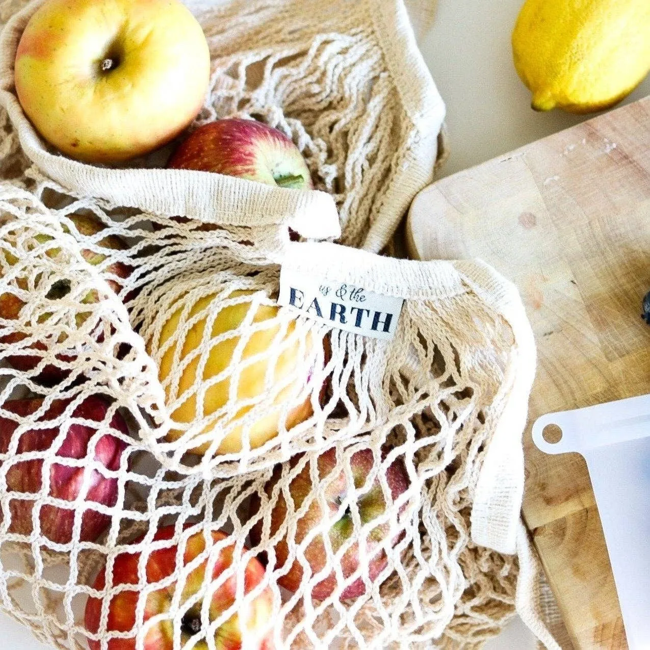 Us   The Earth | GOTS Cert Organic Cotton Mesh Shopping Bags