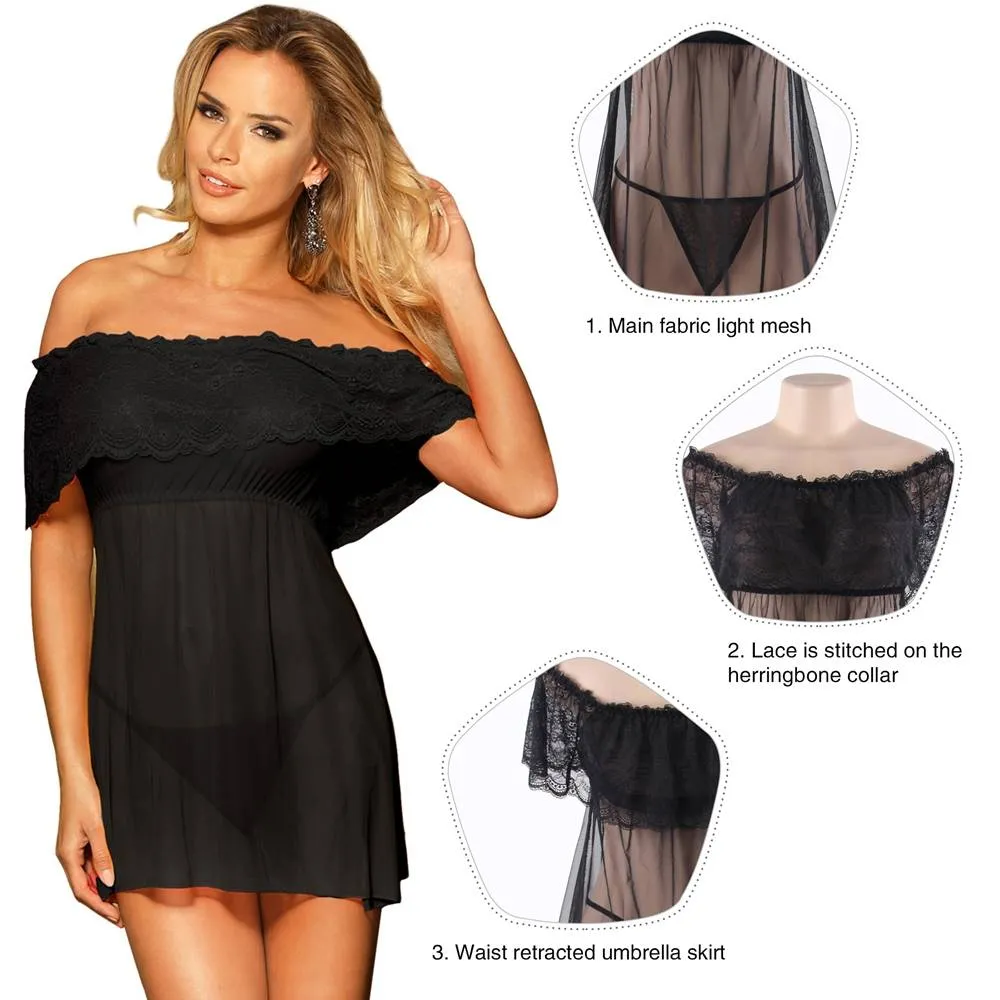 Valentine's Day Egypt Style Red Off-Shoulder Lace Sexy Babydoll
