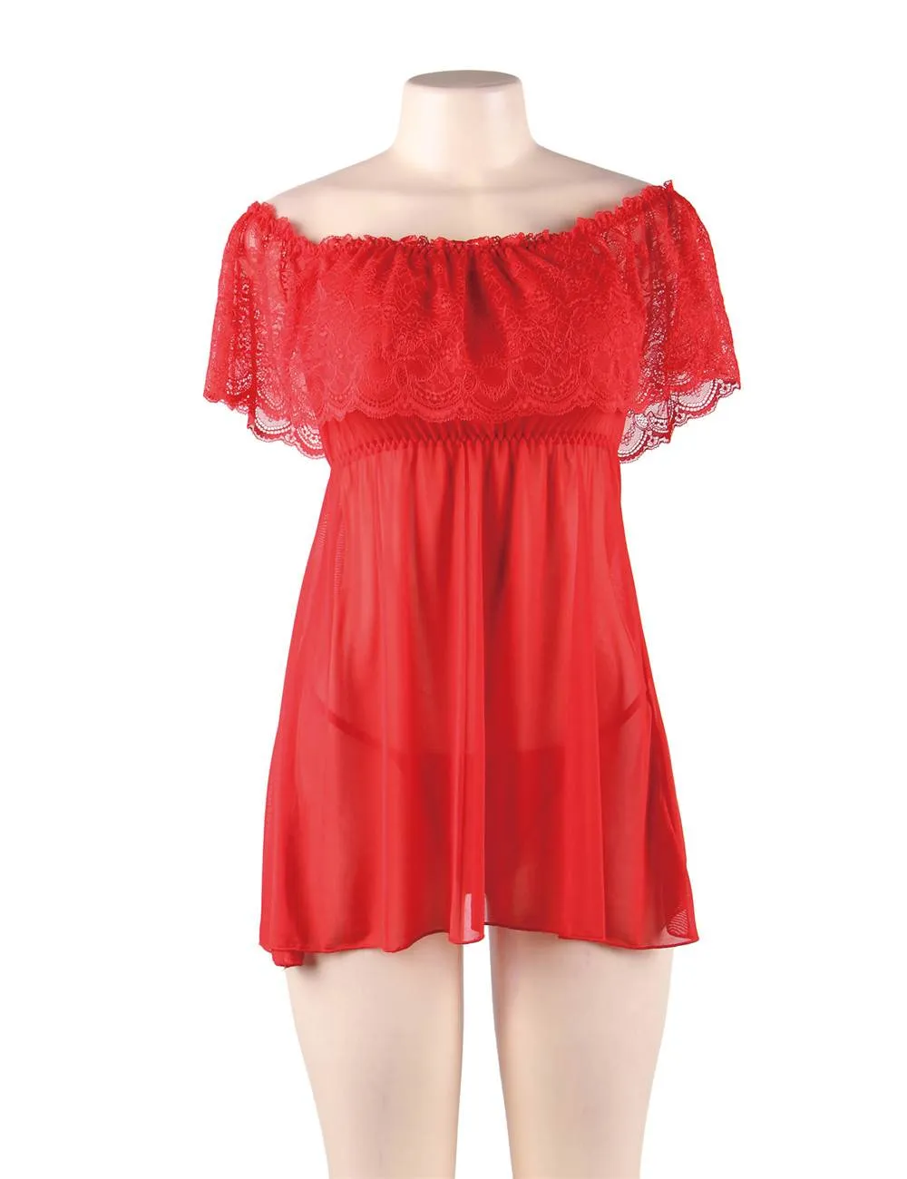 Valentine's Day Egypt Style Red Off-Shoulder Lace Sexy Babydoll