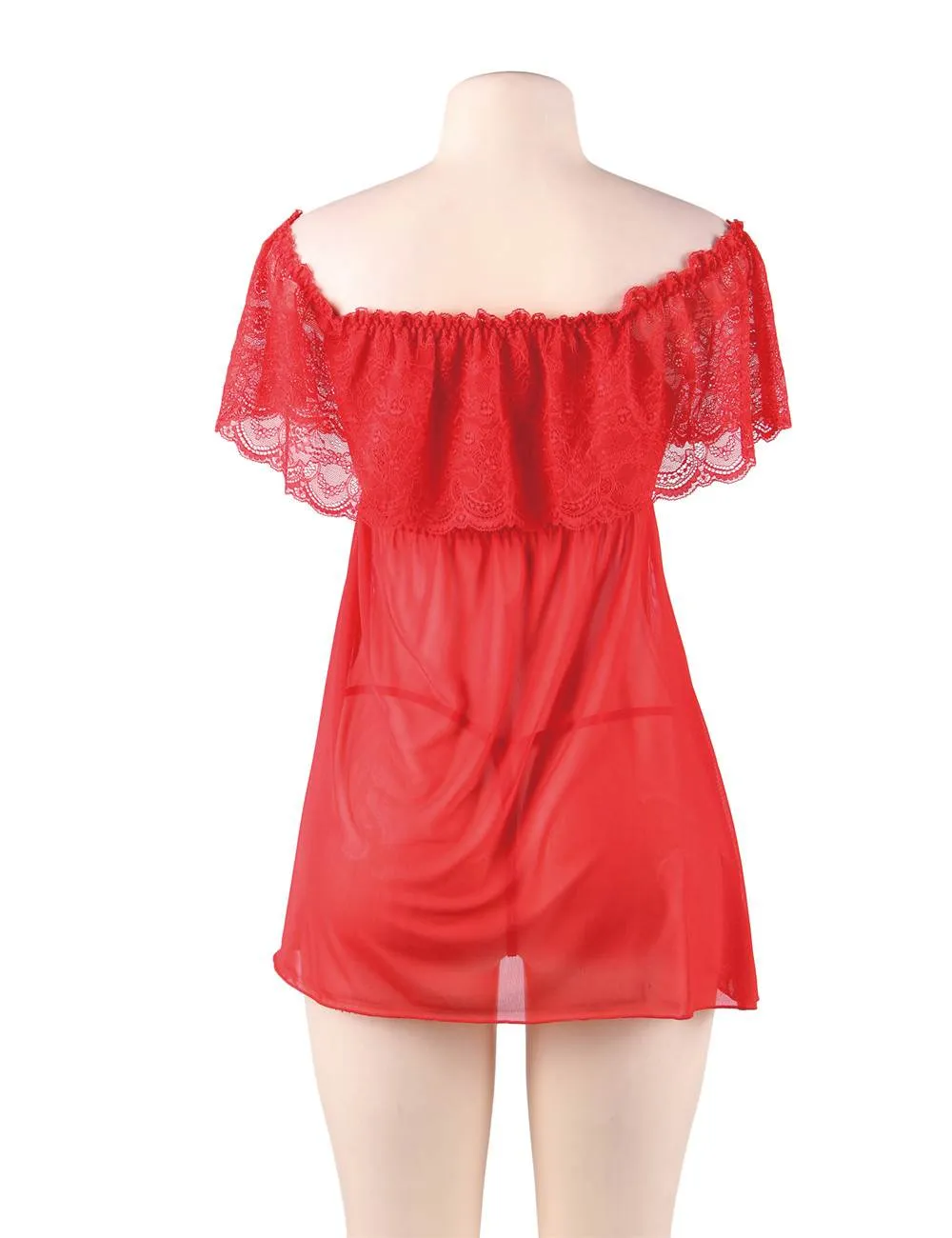 Valentine's Day Egypt Style Red Off-Shoulder Lace Sexy Babydoll