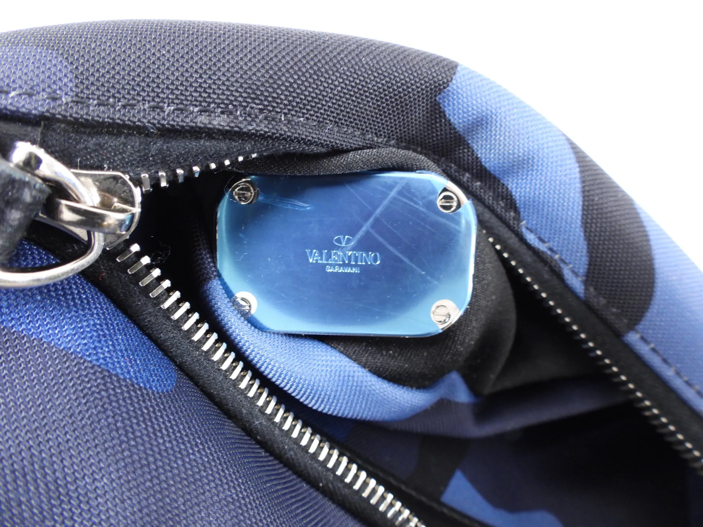 Valentino Blue Camo Nylon Shoulder Bag