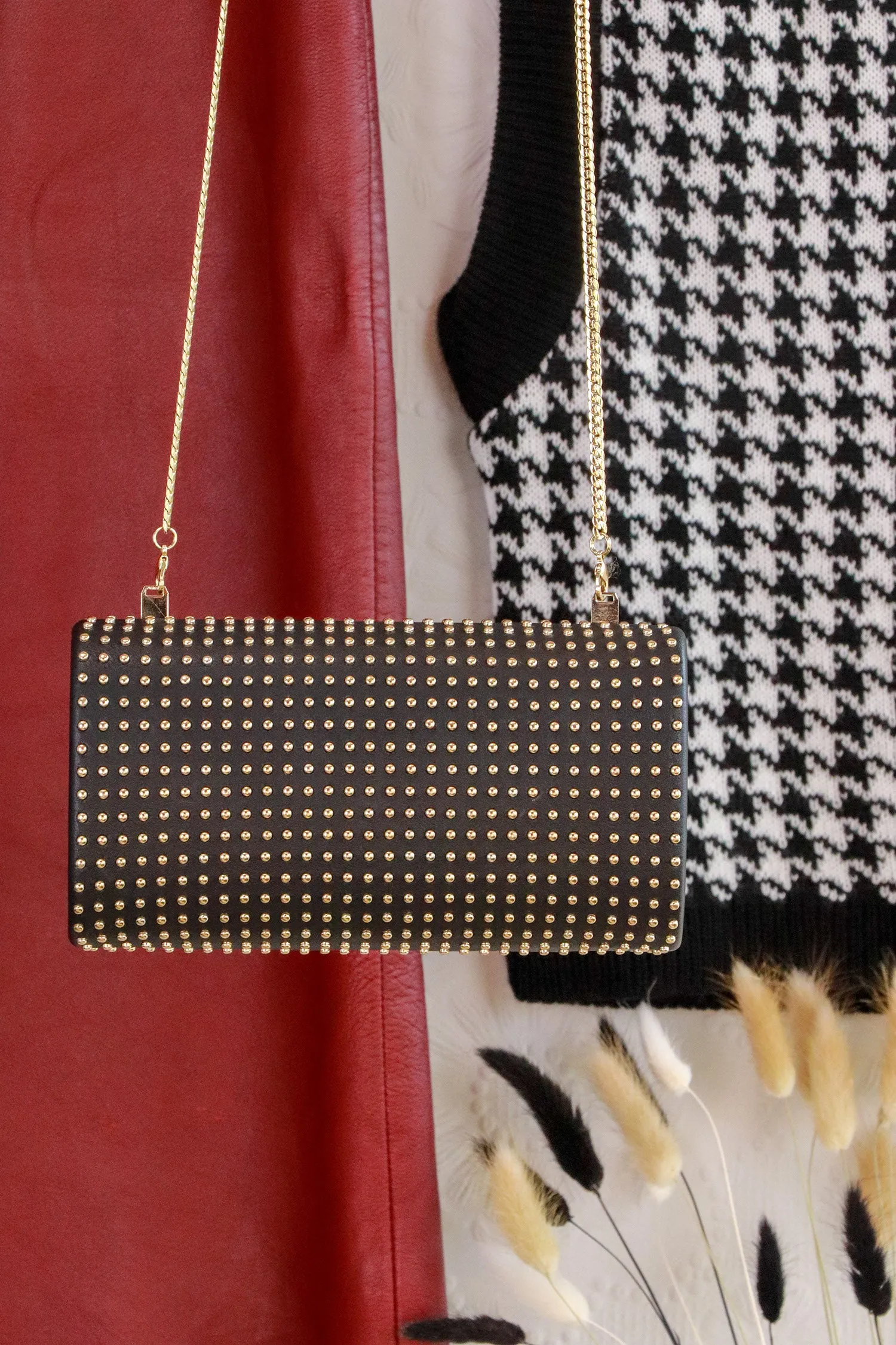 Vince Camuto - Gold Studded Black Clutch