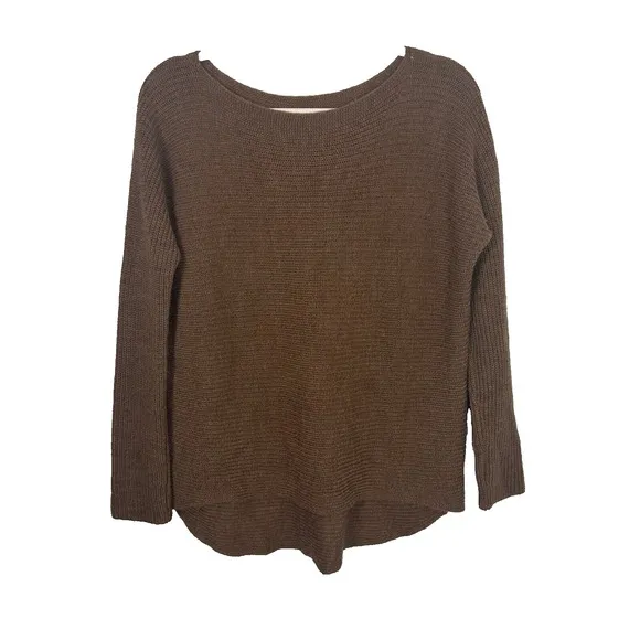 Vince Womens XS Oversized Sweater Brown Knit Merino Wool Alpaca Camel Nylon USA