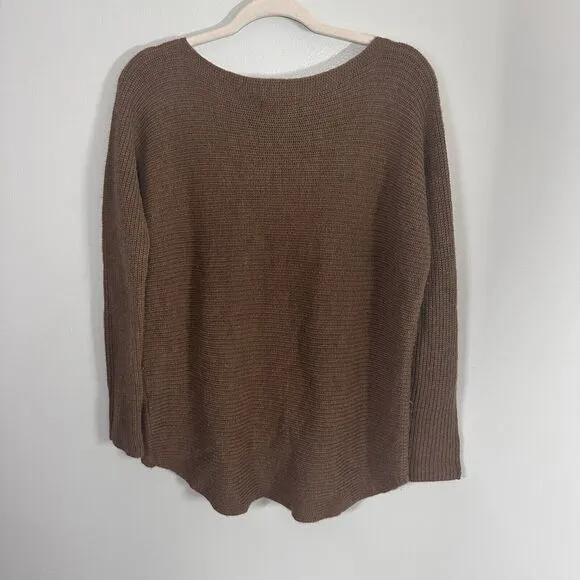 Vince Womens XS Oversized Sweater Brown Knit Merino Wool Alpaca Camel Nylon USA