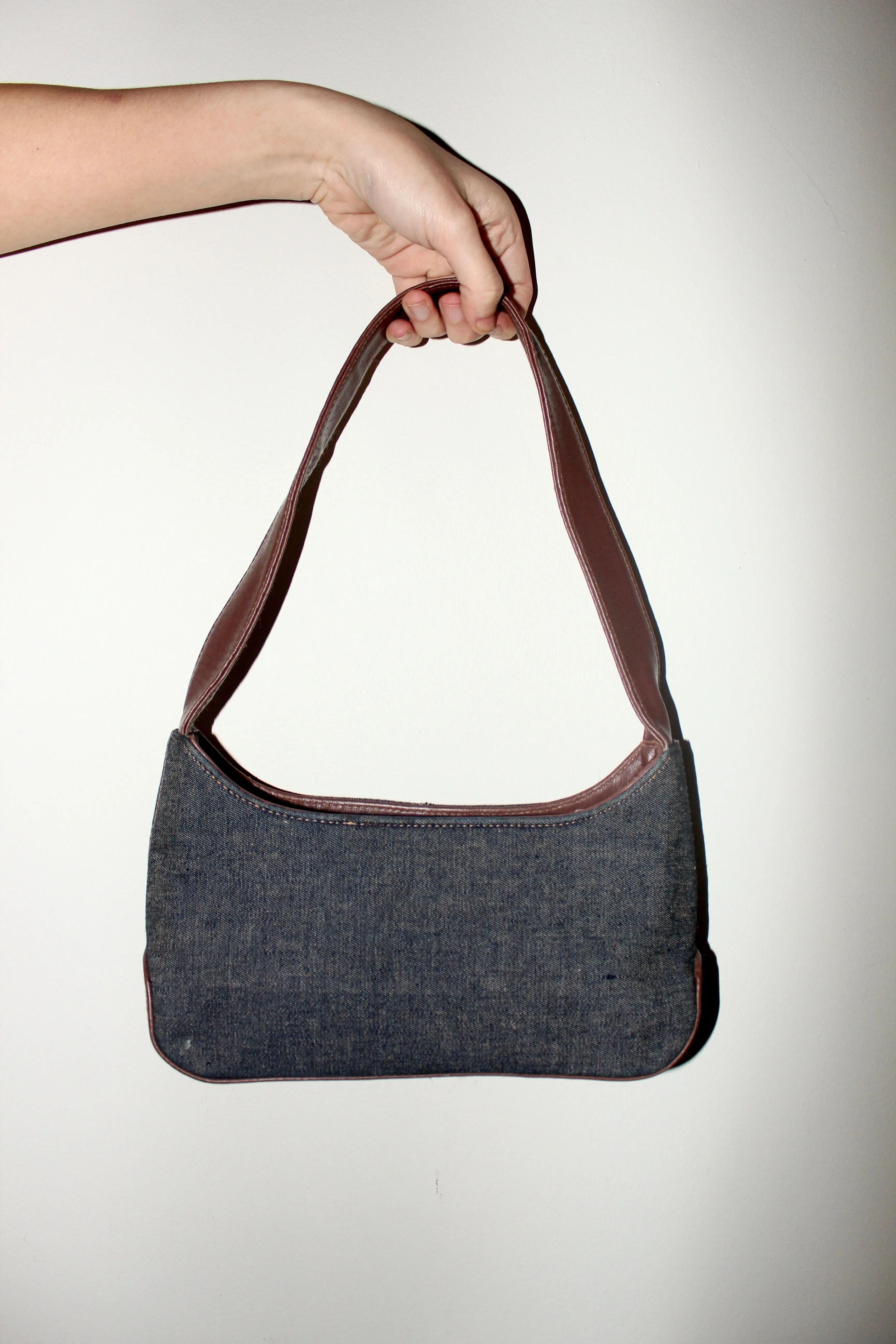 Vintage 90s Lace Up Denim Shoulder Purse