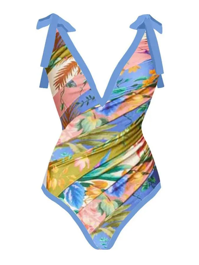 Vintage Bikini Women One Piece Swimsuit Swimwear Skirt Backless Beach Dress Designer 2023 Bathing Suit Surf Wear Beachwear