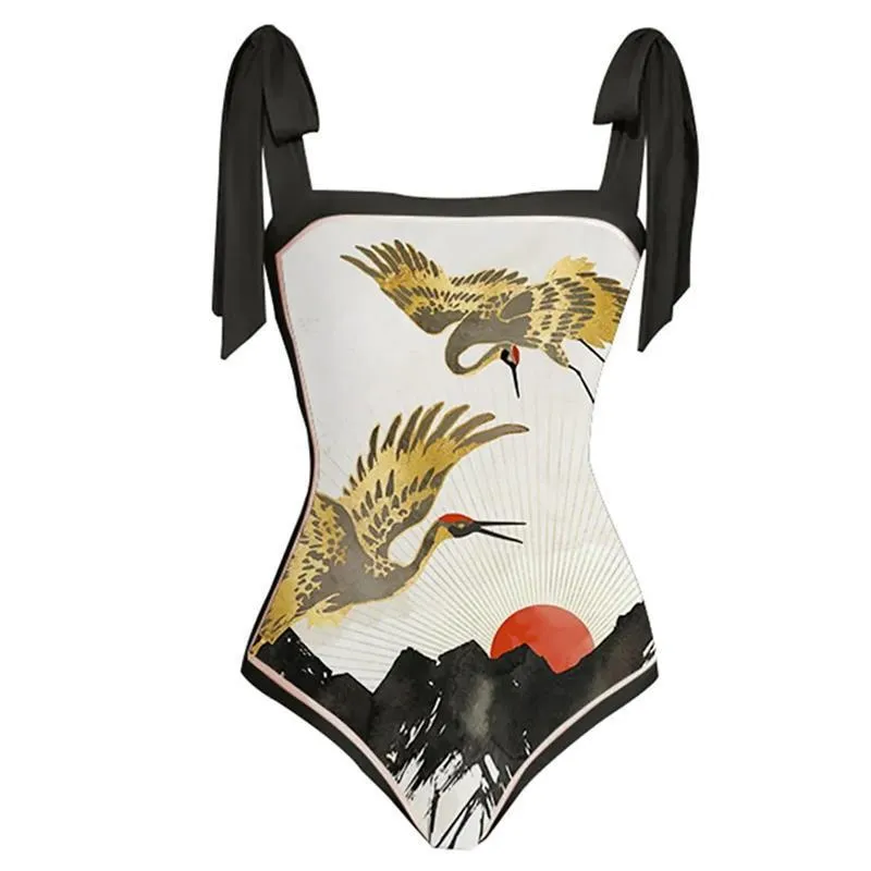 Vintage Bikini Women One Piece Swimsuit Swimwear Skirt Backless Beach Dress Designer 2023 Bathing Suit Surf Wear Beachwear