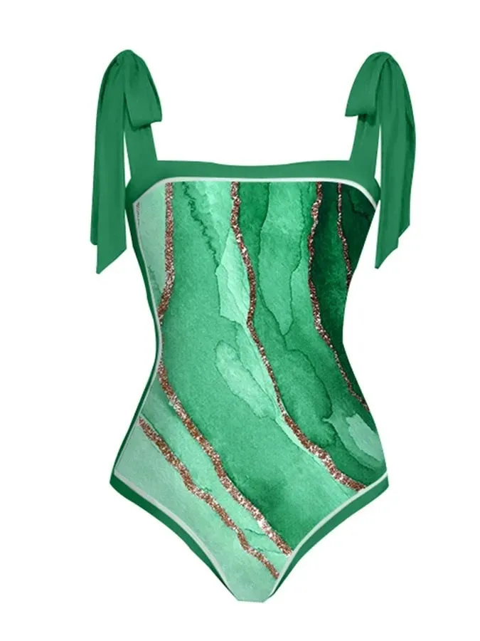 Vintage Bikini Women One Piece Swimsuit Swimwear Skirt Backless Beach Dress Designer 2023 Bathing Suit Surf Wear Beachwear