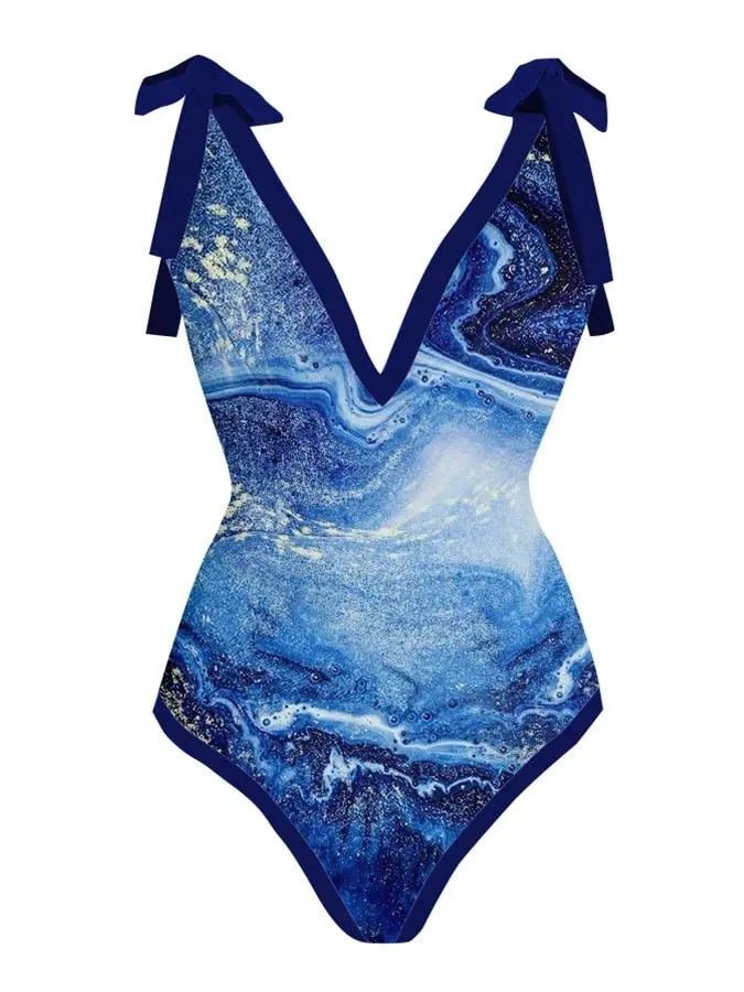 Vintage Bikini Women One Piece Swimsuit Swimwear Skirt Backless Beach Dress Designer 2023 Bathing Suit Surf Wear Beachwear