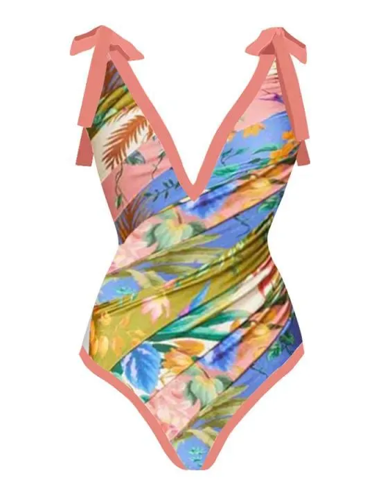 Vintage Bikini Women One Piece Swimsuit Swimwear Skirt Backless Beach Dress Designer 2023 Bathing Suit Surf Wear Beachwear