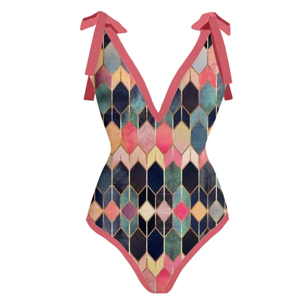 Vintage Bikini Women One Piece Swimsuit Swimwear Skirt Backless Beach Dress Designer 2023 Bathing Suit Surf Wear Beachwear