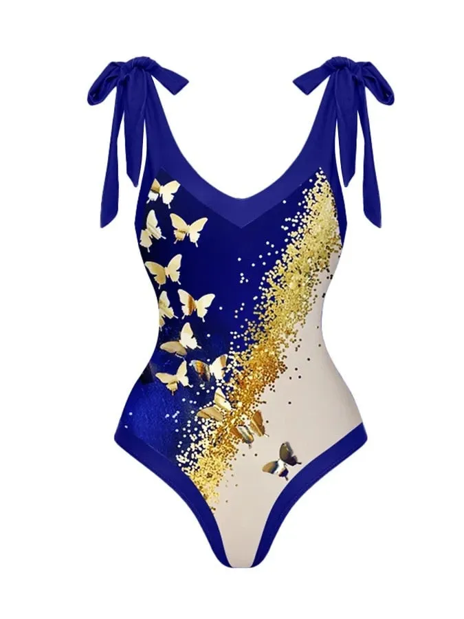 Vintage Bikini Women One Piece Swimsuit Swimwear Skirt Backless Beach Dress Designer 2023 Bathing Suit Surf Wear Beachwear