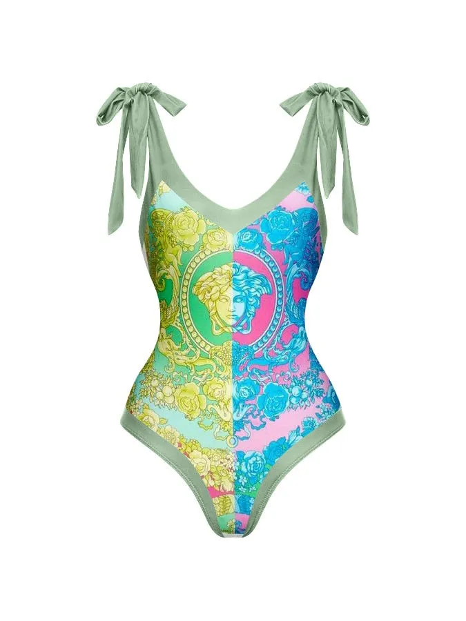 Vintage Bikini Women One Piece Swimsuit Swimwear Skirt Backless Beach Dress Designer 2023 Bathing Suit Surf Wear Beachwear