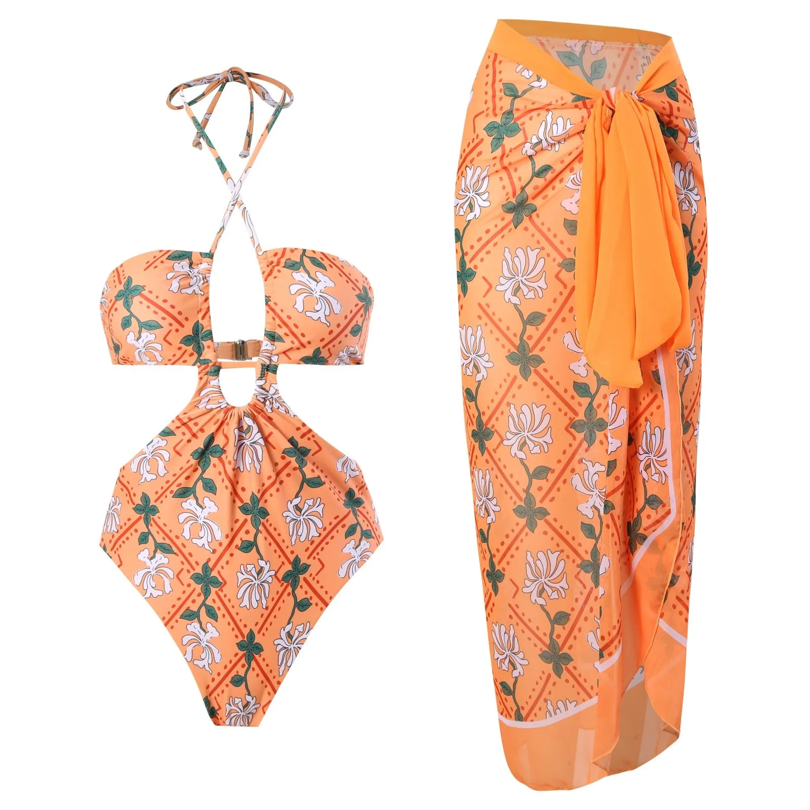 Vintage Bikini Women One Piece Swimsuit Swimwear Skirt Backless Beach Dress Designer 2023 Bathing Suit Surf Wear Beachwear