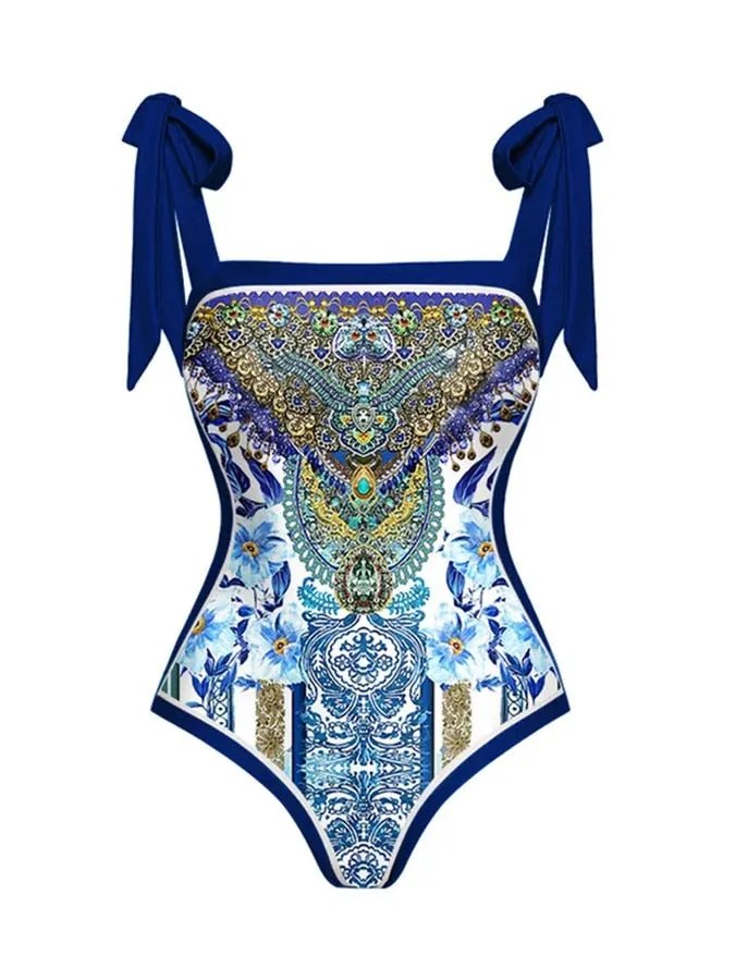 Vintage Bikini Women One Piece Swimsuit Swimwear Skirt Backless Beach Dress Designer 2023 Bathing Suit Surf Wear Beachwear