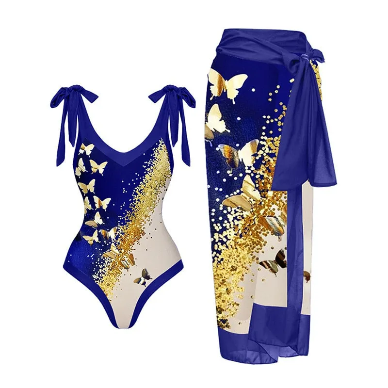 Vintage Bikini Women One Piece Swimsuit Swimwear Skirt Backless Beach Dress Designer 2023 Bathing Suit Surf Wear Beachwear