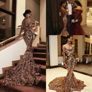 vintage evening dresses 2020 mermaid black and gold African modest sexy formal dress 2021