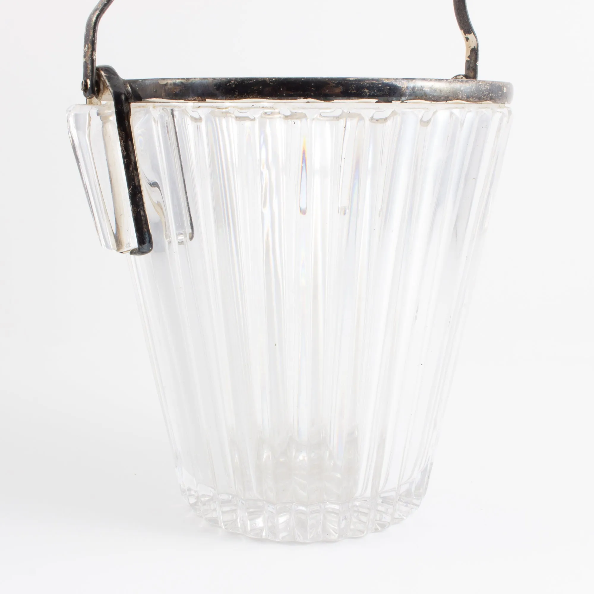 Vintage French Crystal & Silver Plate Ice Bucket