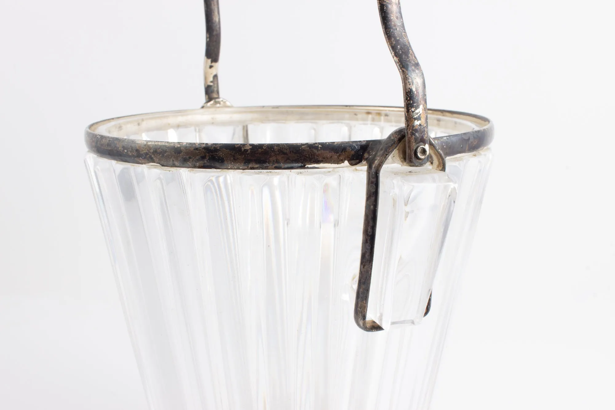 Vintage French Crystal & Silver Plate Ice Bucket