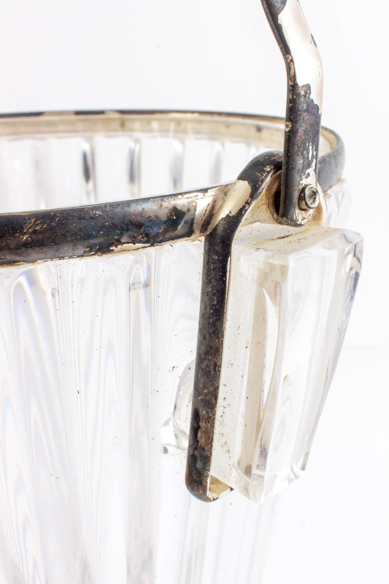 Vintage French Crystal & Silver Plate Ice Bucket