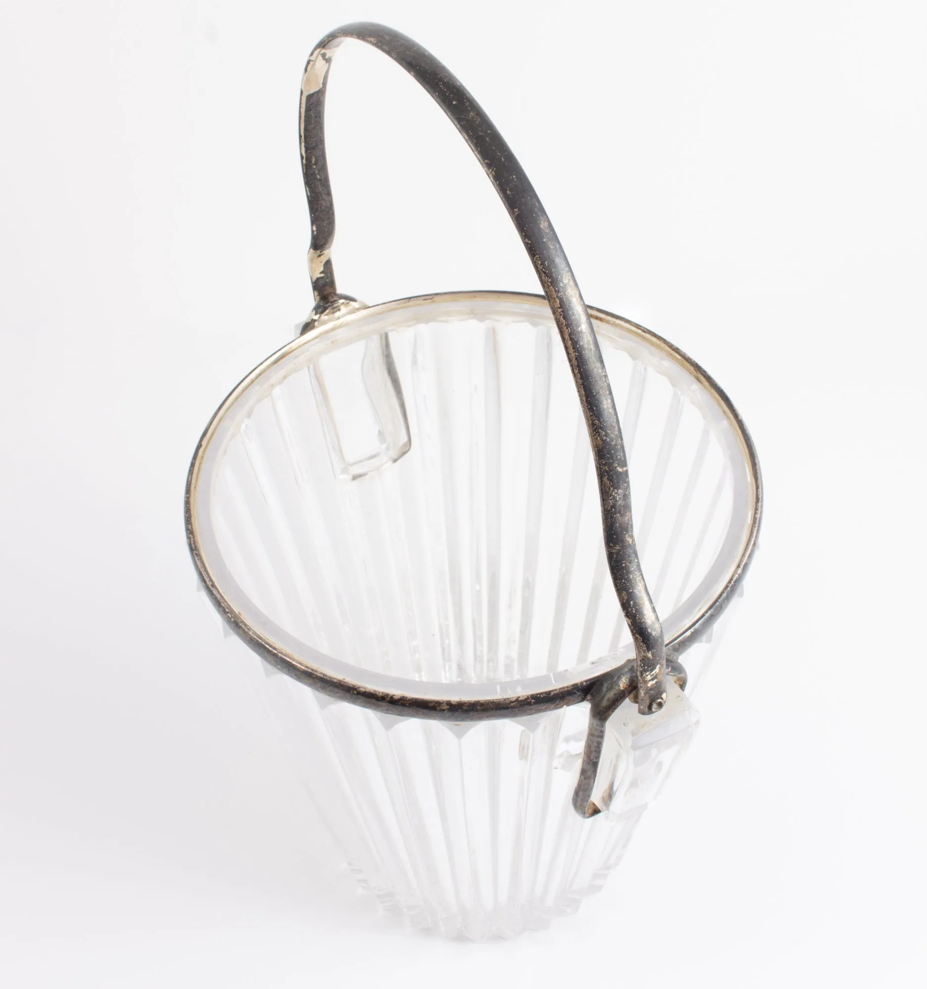 Vintage French Crystal & Silver Plate Ice Bucket