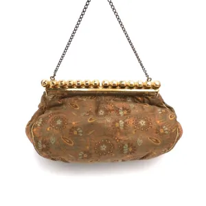 Vintage Gold Metallic Damask Evening Clutch Purse Bag 1930S