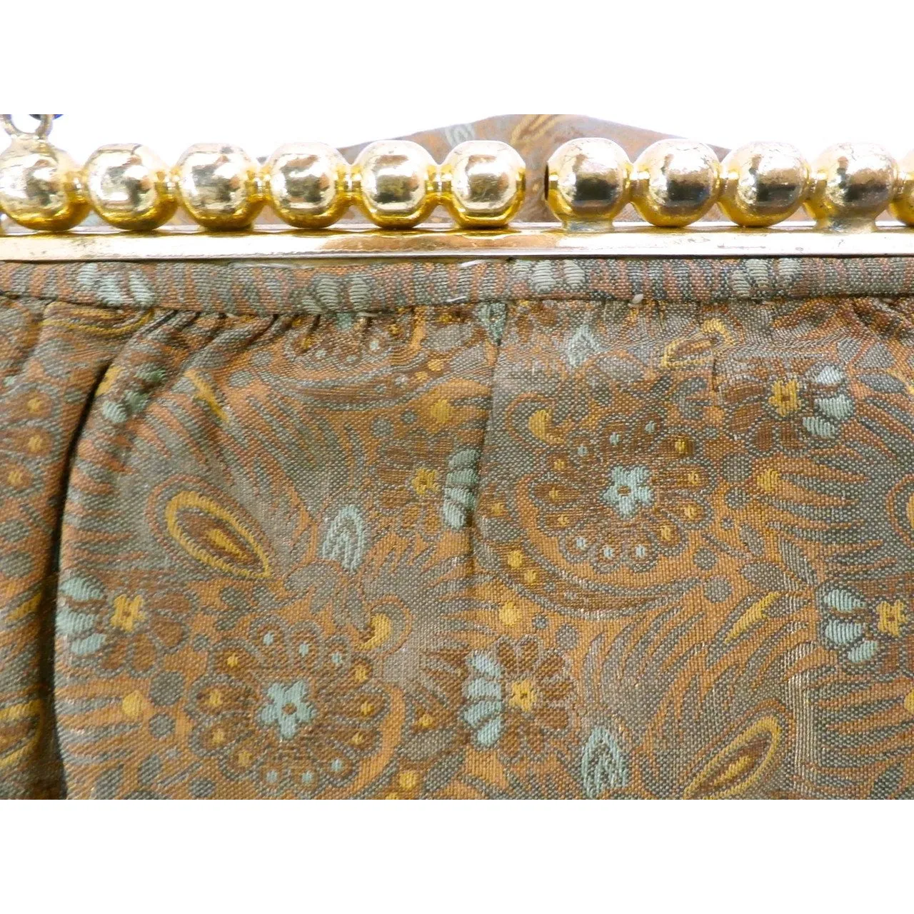 Vintage Gold Metallic Damask Evening Clutch Purse Bag 1930S