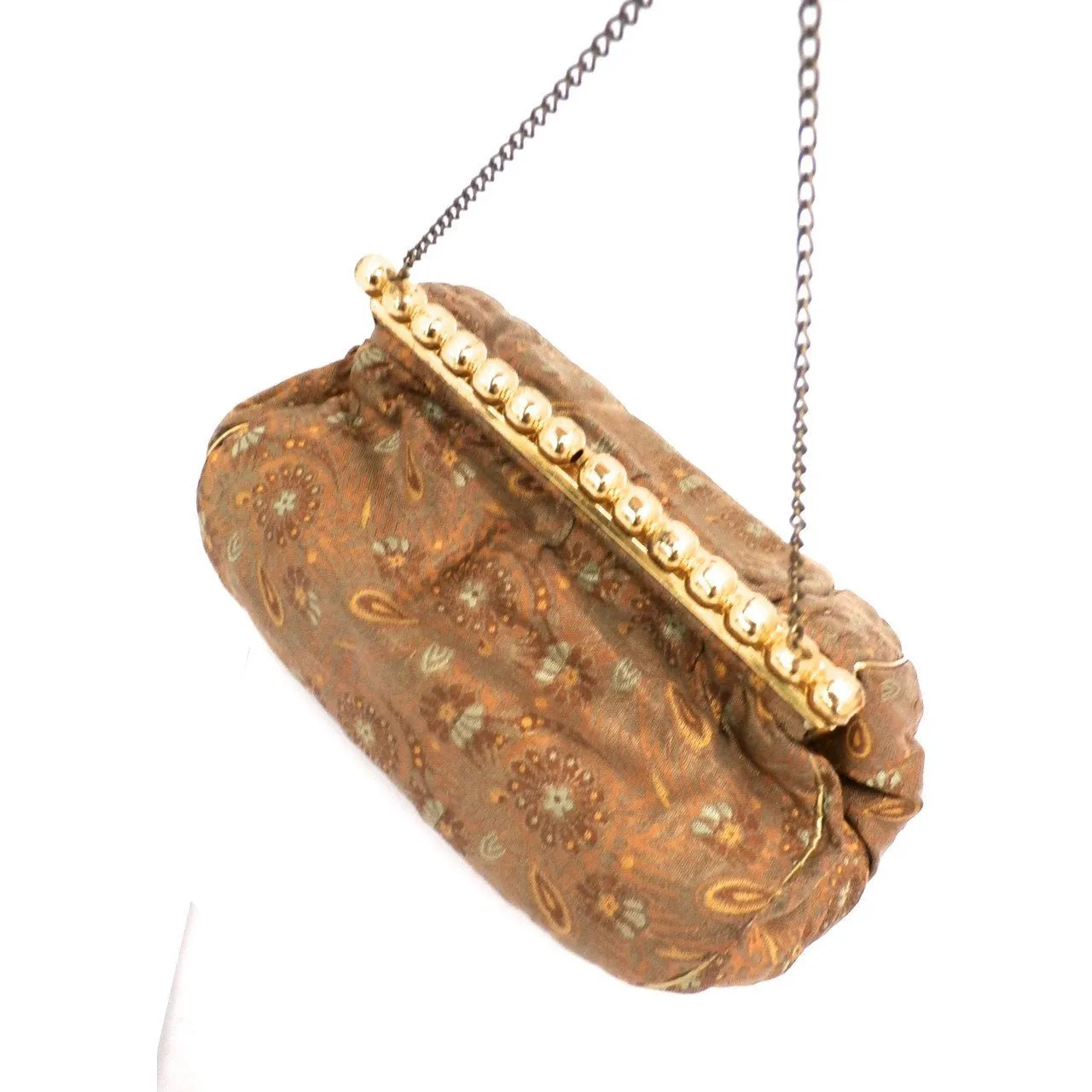 Vintage Gold Metallic Damask Evening Clutch Purse Bag 1930S