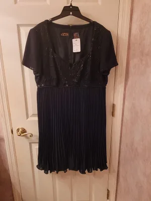 Vintage Liz Claiborne Night Beaded Short Sleeve Evening Lined Dress Size 16
