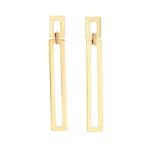 Vintage Long Square Earrings 2.75" Drops 14k Yellow Gold Estate Fine Jewelry