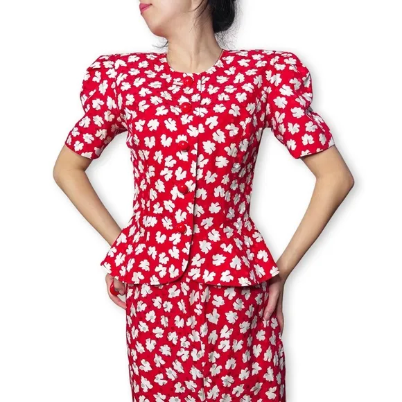 Vintage Maggy London Silk Skirt Set Size 4