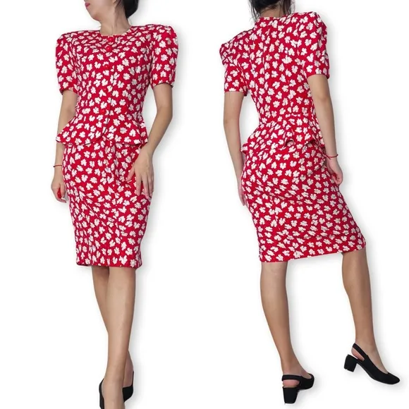 Vintage Maggy London Silk Skirt Set Size 4