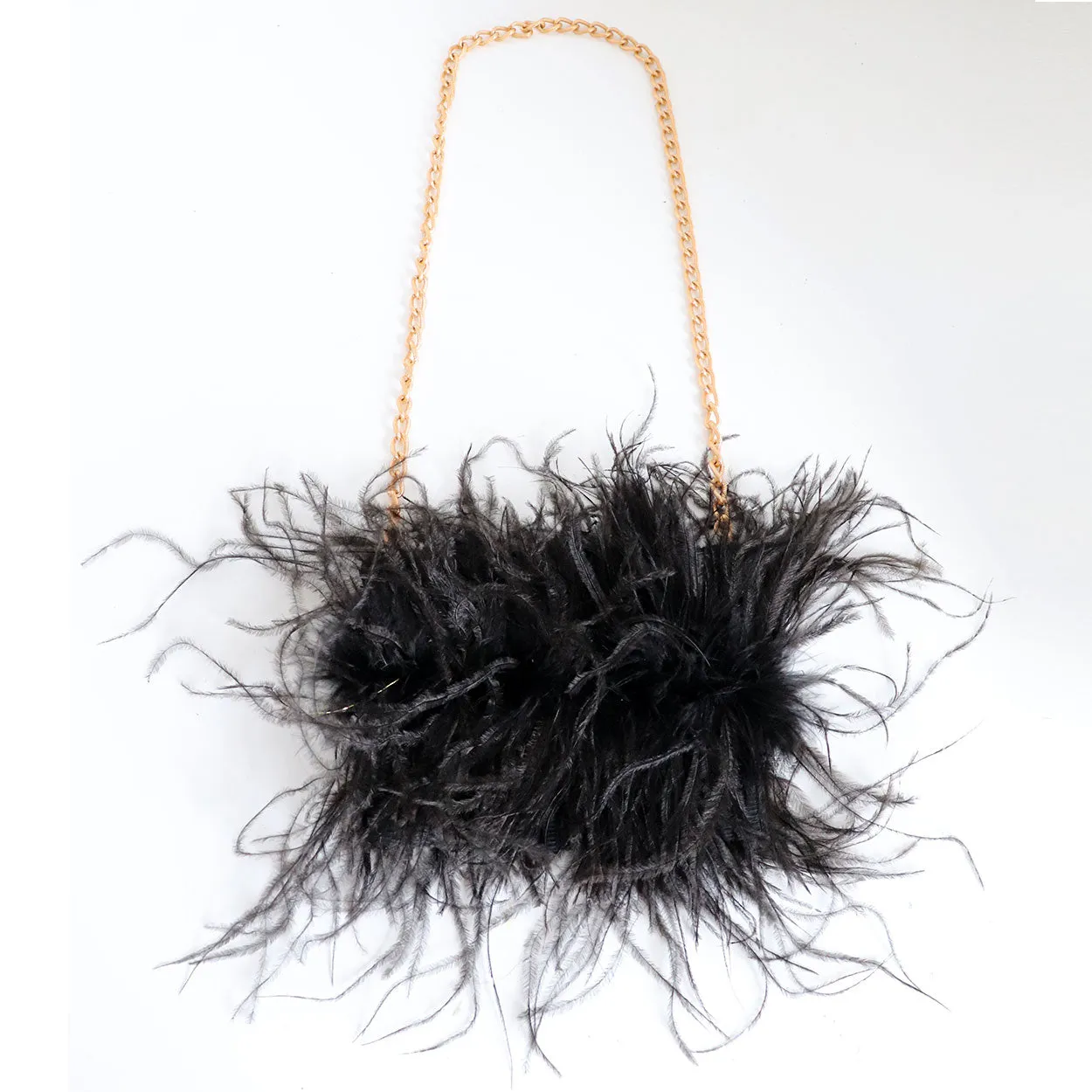 Vintage Octavia Cross Keys Black Feather Chain Link Evening Purse