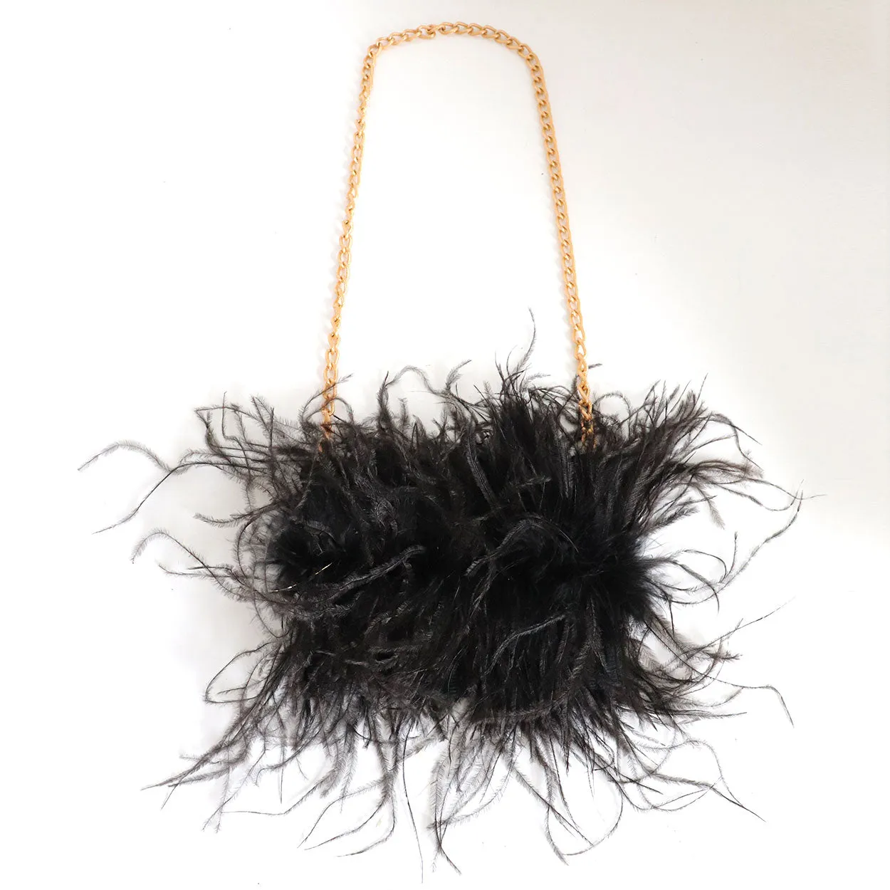 Vintage Octavia Cross Keys Black Feather Chain Link Evening Purse