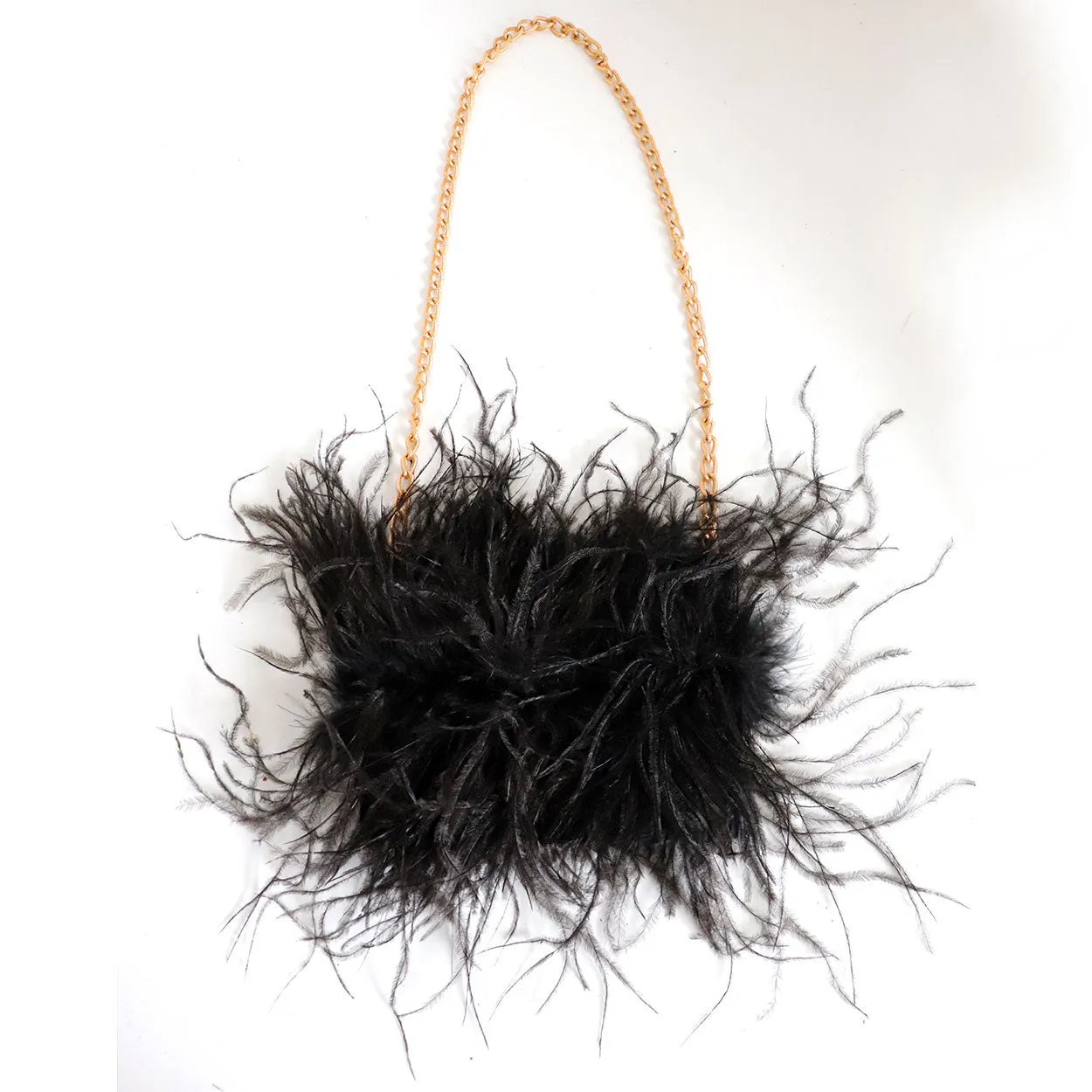 Vintage Octavia Cross Keys Black Feather Chain Link Evening Purse