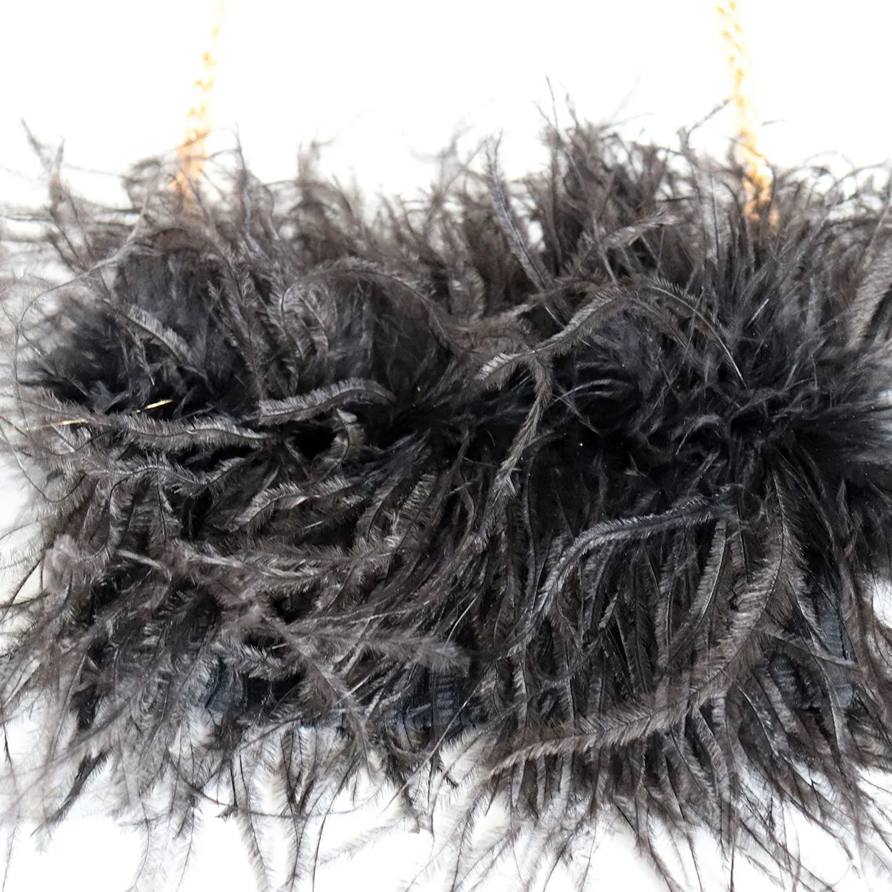 Vintage Octavia Cross Keys Black Feather Chain Link Evening Purse