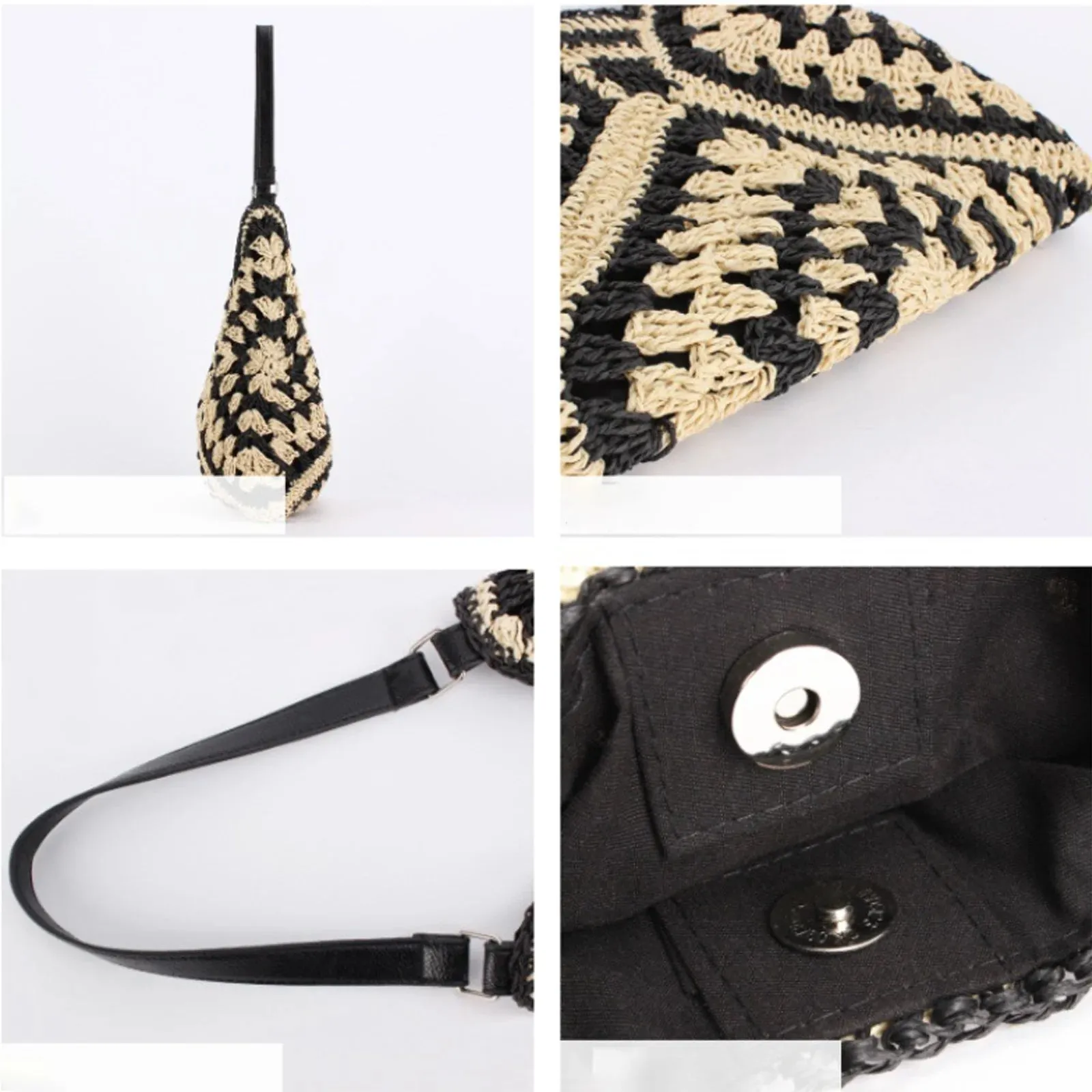 Vintage Straw Tote Bag for Women